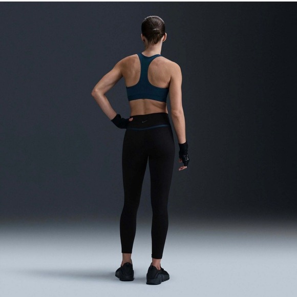 New Nike One Dri-FIT Training Leggings XS Women's Black Teal Athletic Pants - Picture 13 of 14